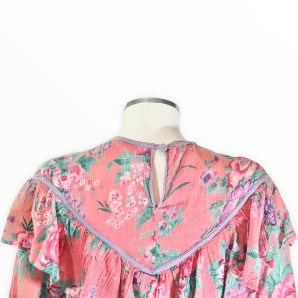 🌟VINTAGE🌟 1970s Adini Indian Cotton Chic Boho Floral Frock - Size P / Sm - Med - Picture 5 of 6